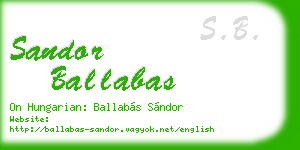 sandor ballabas business card
